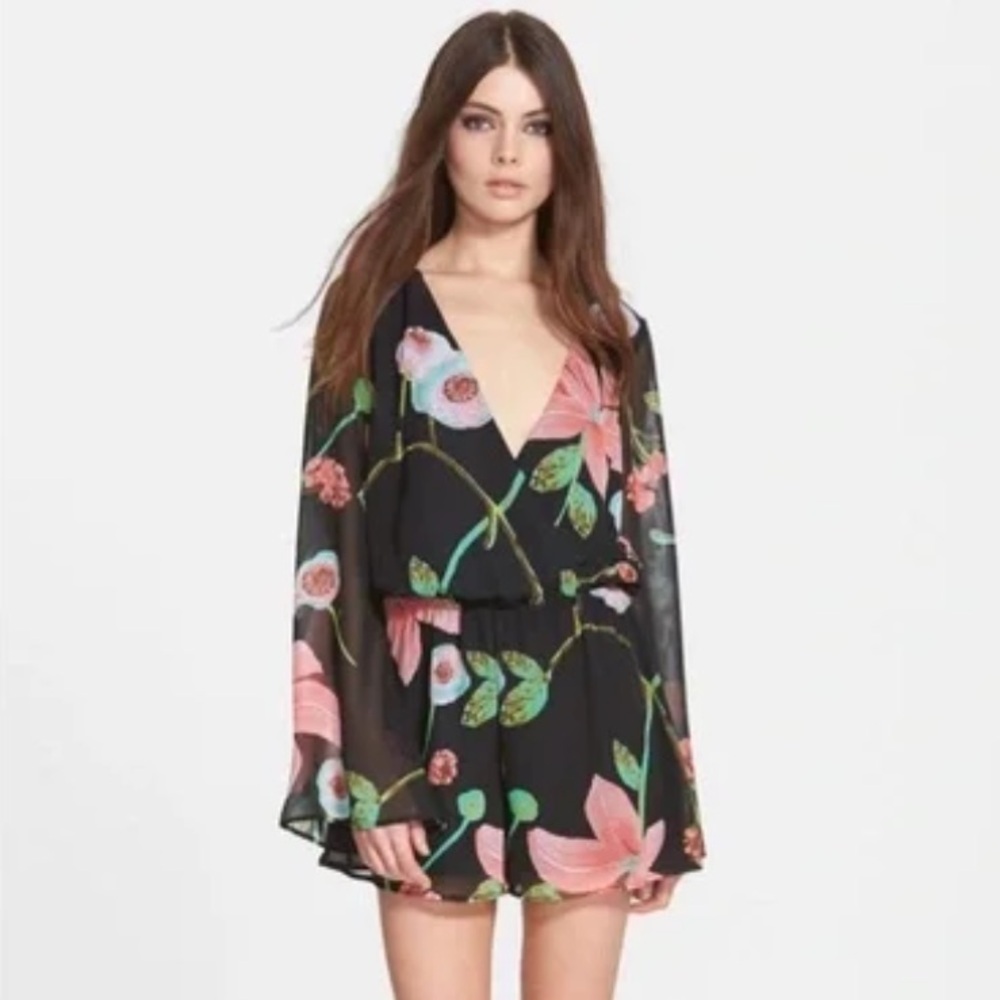 Leith Floral Long Sleeve Print Romper